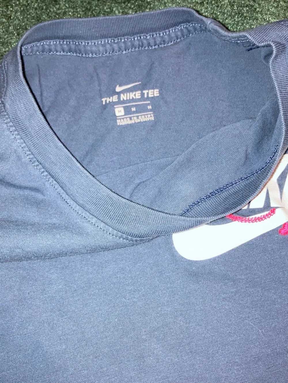 Nike Kids Navy Blue Short-Sleeve Tee with Pink & White Logo